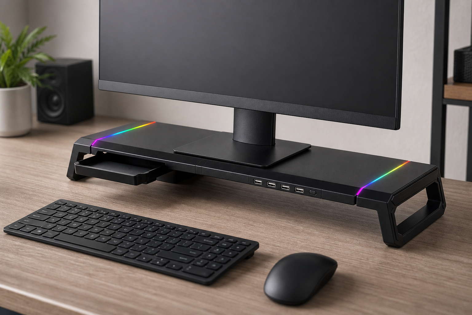 Soporte elevador de monitor con hub USB para setup - foto 1