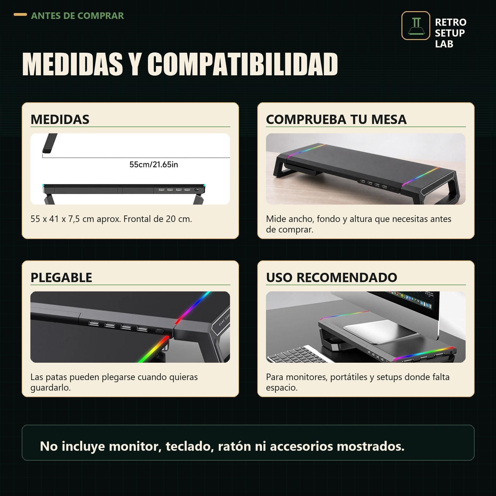 Retro Setup Lab - elevador de monitor premium - imagen 4