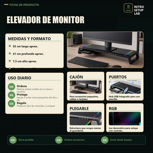 Retro Setup Lab - elevador de monitor premium - imagen 2