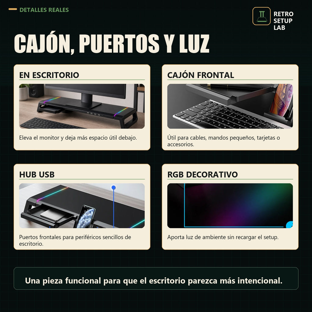 Retro Setup Lab - elevador de monitor premium - imagen 3