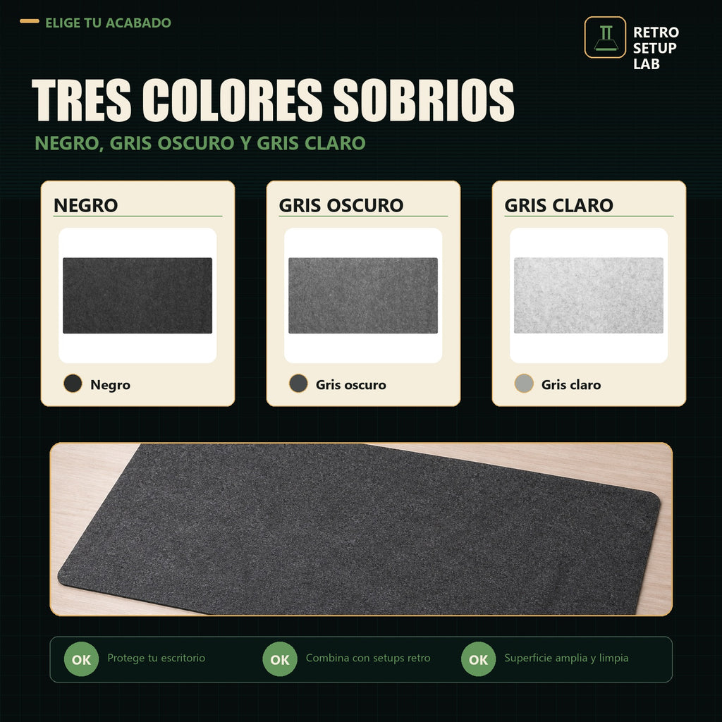 Retro Setup Lab - colores disponibles negro gris oscuro y gris claro